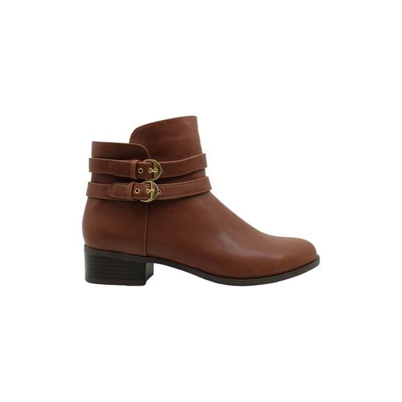 CHARTER CLUB Shoes - CHARTER CLUB Womens Brown Jaimee Round Toe Stacked Heel Zip-Up Booties 5.5 M